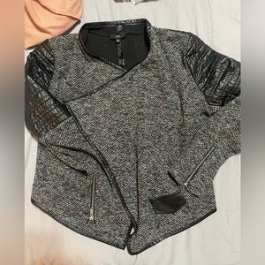 FATE size XL tweed/ faux leather cardigan